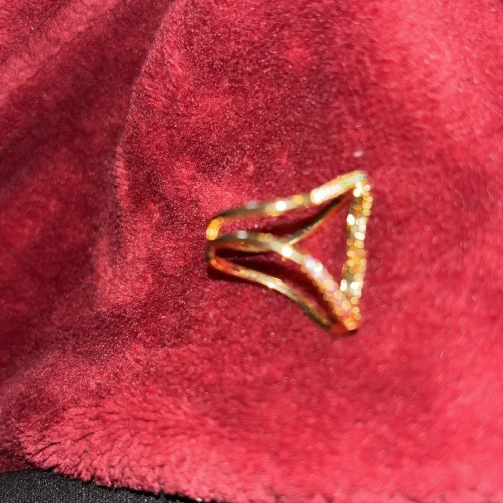 Fashion Luxe 18k Gold tone multi Rainbow crystal  cocktail ring Size 8 - Picture 9 of 13